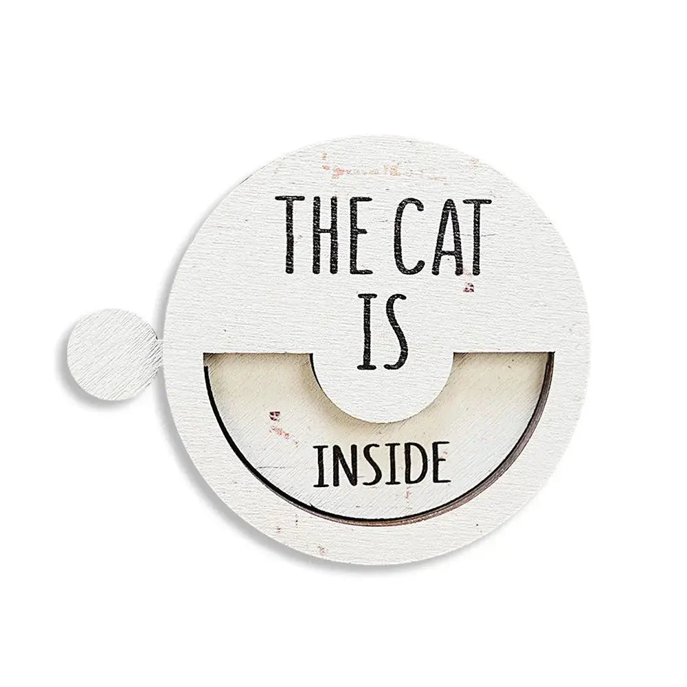 Pet Door Sign | Wood Round Magnet | In Out Sign | 7.6x7.6 cm
