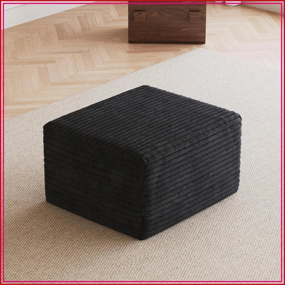Corduroy Ottoman Foot Rest | 25.6 Inch Size | Memory Foam Plush | One Size