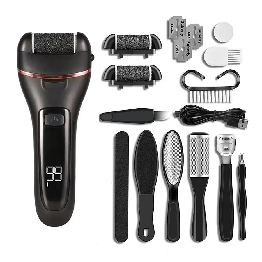 Electric Callus Remover Professional Foot File Grinder Pedicure Machine Rechargeable Heel Cracked Dead Skin Scrubber 3 Heads from PriceLows™
