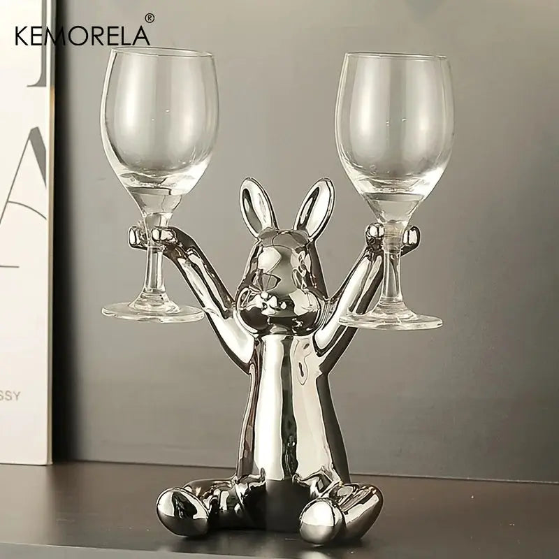 KEMORELA 1PCS Creative Rabbit Wine Rack Ornaments Ceramic Material Holiday Decoration Cup Holder Living Room Wine Rack Ornaments from PriceLows™