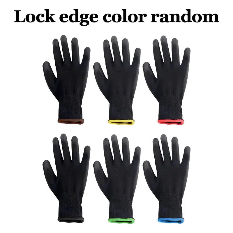 Black Nylon PU Coated Gloves Breathable Non Slip for Factory Machinery Gardening Woodworking Outdoor Safety Work Gloves from PriceLows™