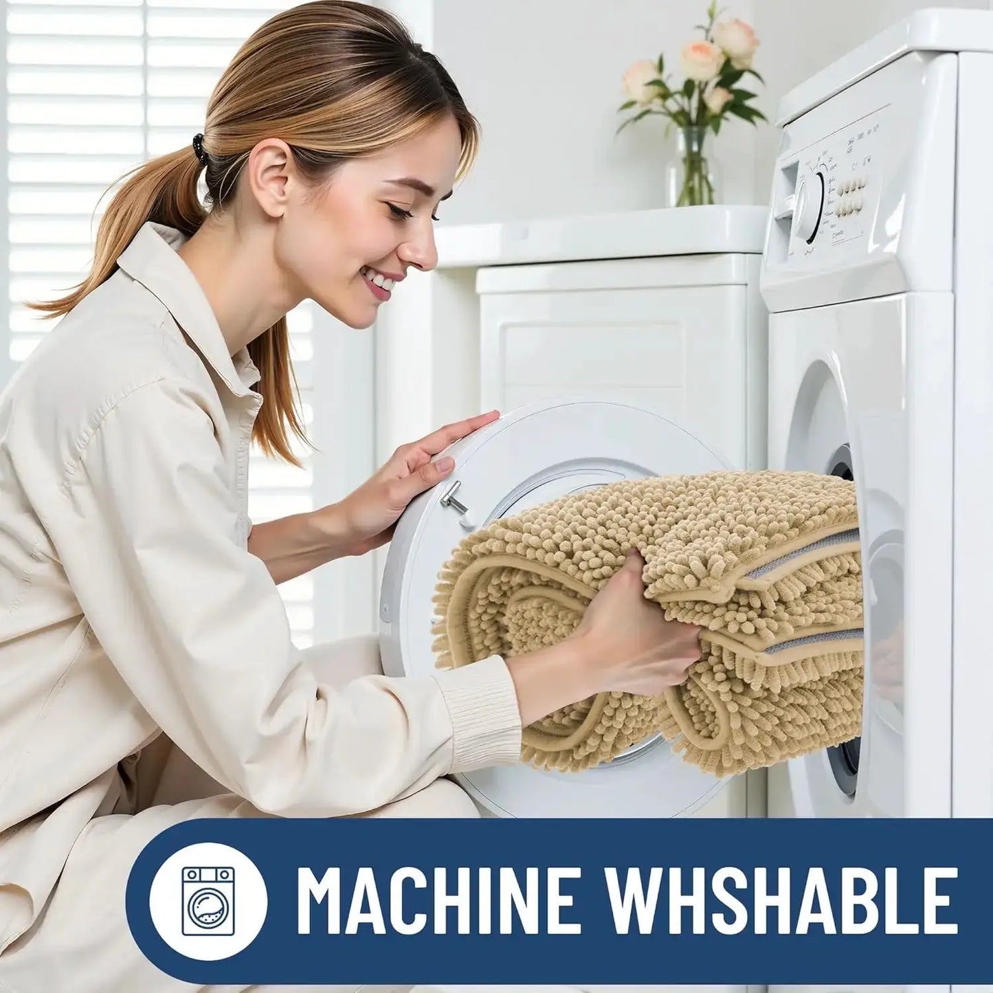 Bathroom Rugs Sets 2 Piece, Soft Absorbent Chenille Machine Washable Non Slip Shaggy Bath Rug Set for Tub, Shower, and from PriceLows™