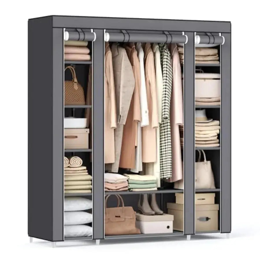 Closet Wardrobe Portable Closet for Bedroom Clothes Rail with Non-Woven Fabric Cover Clothes Storage Organizer 59 x 17.7 x 69 I from PriceLows™