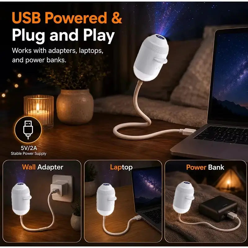 Starry Sky Projector Night Light | Usb Powered | 360 Degree Rotation