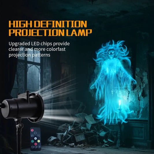 Halloween Projector Light | 120 Degree Beam | 10 Slide Patterns | Remote Control