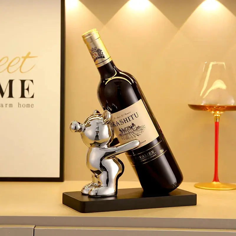 Ceramic Teddy Bear Red Wine Rack Statue Luxurious High-end Living Room Home Decor Dining Area TV Cabinet Wine Cabinet Decoration from PriceLows™