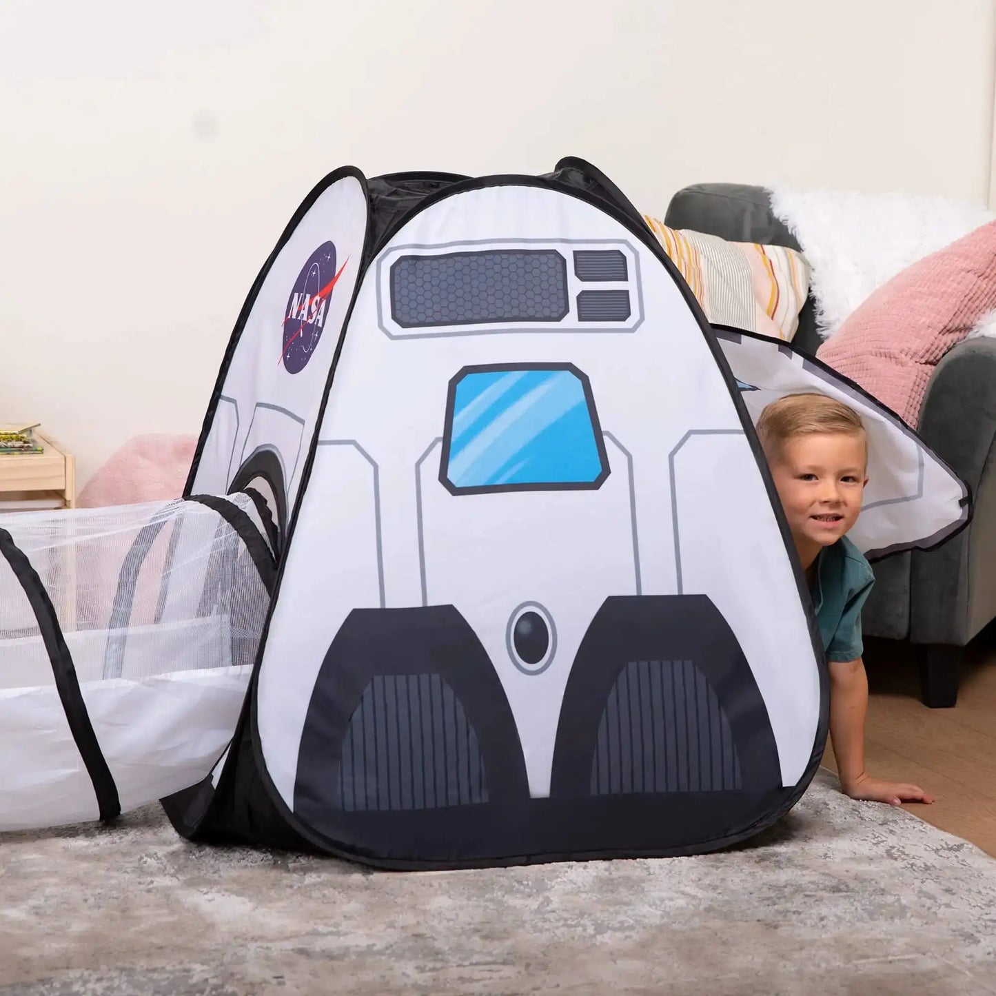 Joyfy Rocket Ship Play Tents Set Pop up Play house with Tunnel 3-Piece Play Tent for Kids Pretend Play Birthday Gift from PriceLows™