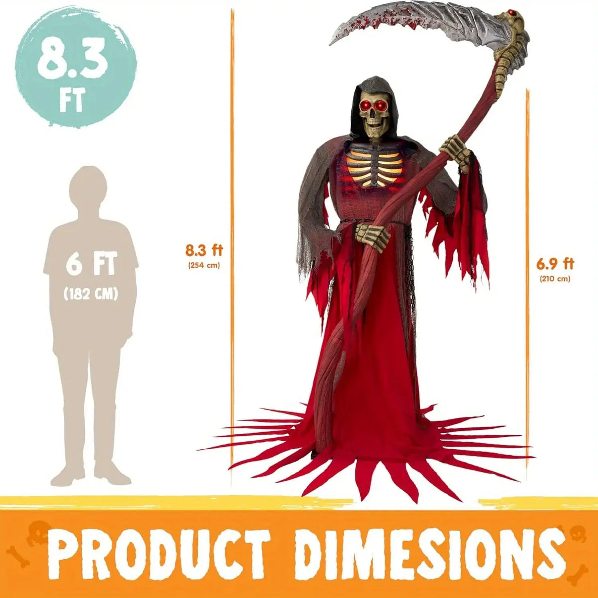7FT Animated Grim Reaper | Infrared Sensor | Auto Activation | Outdoor Prop