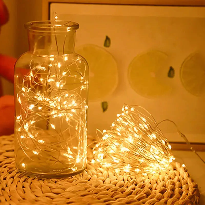 USB LED Fairy Lights Copper/Silver Wire String Lights with Remote Control Wedding Garland for Christmas Tree Bedroom Decoration from PriceLows™