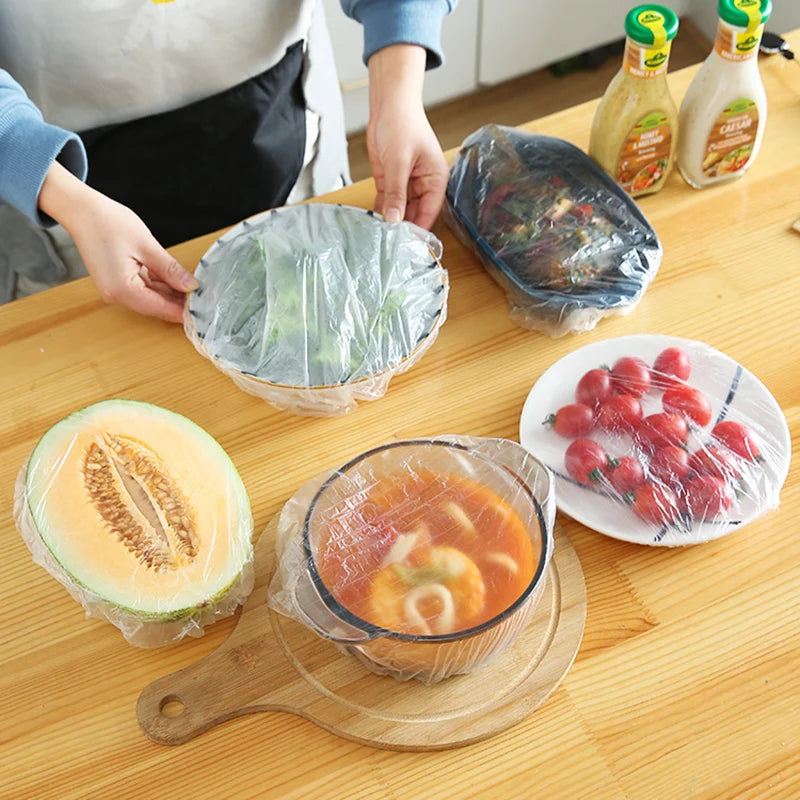 Disposable Food Storage Covers | Elastic Fit | PE Material | Fits 20-40 cm