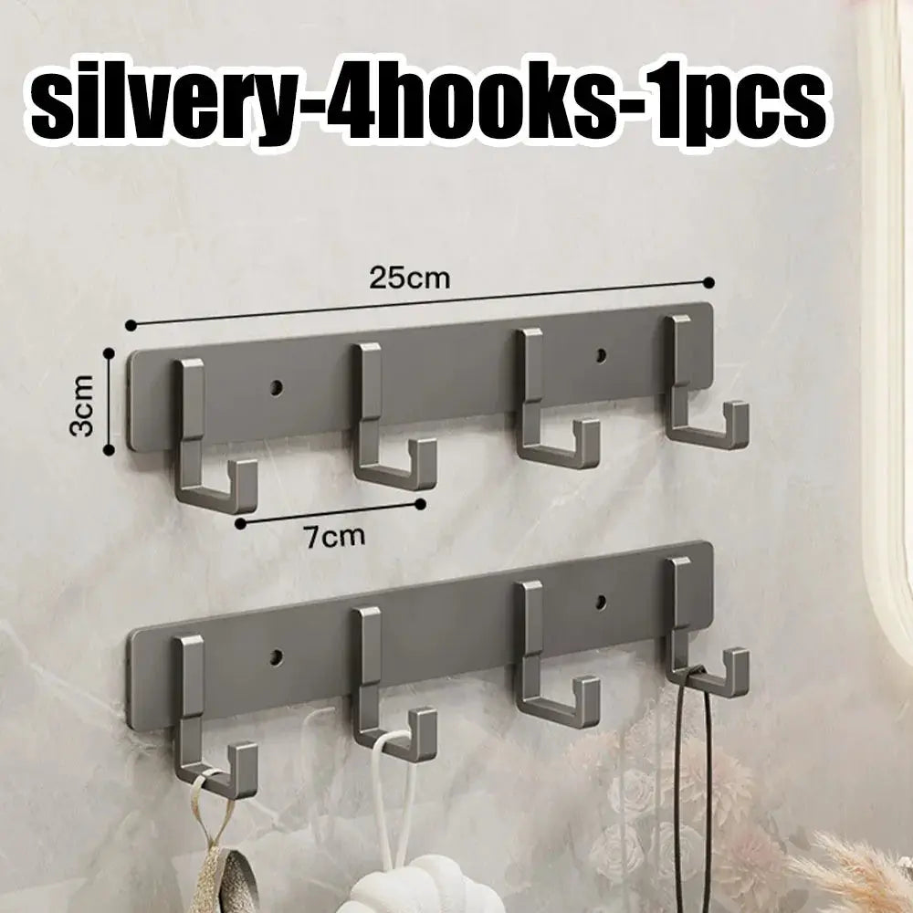 Kitchen space aluminum punch-free hooks are easy to install kitchen utensils storage hooks bathroom bathrobe towel hangers from PriceLows™