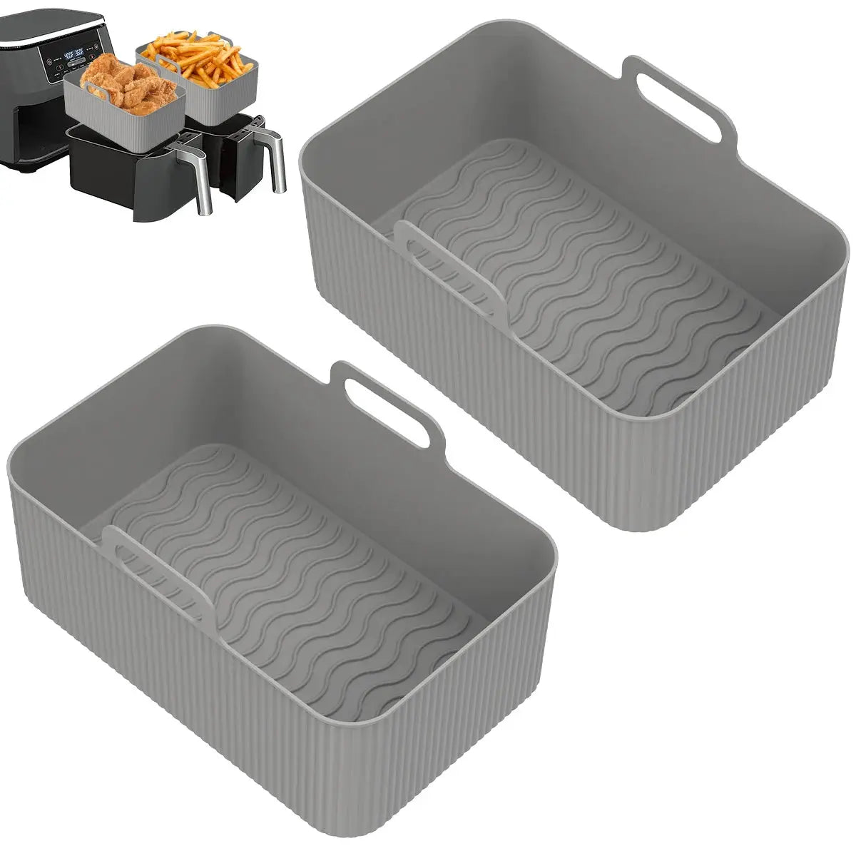 Air Fryer Liner | Silicone Material | Ninja Dual Air Fryer | Gray Black Blue