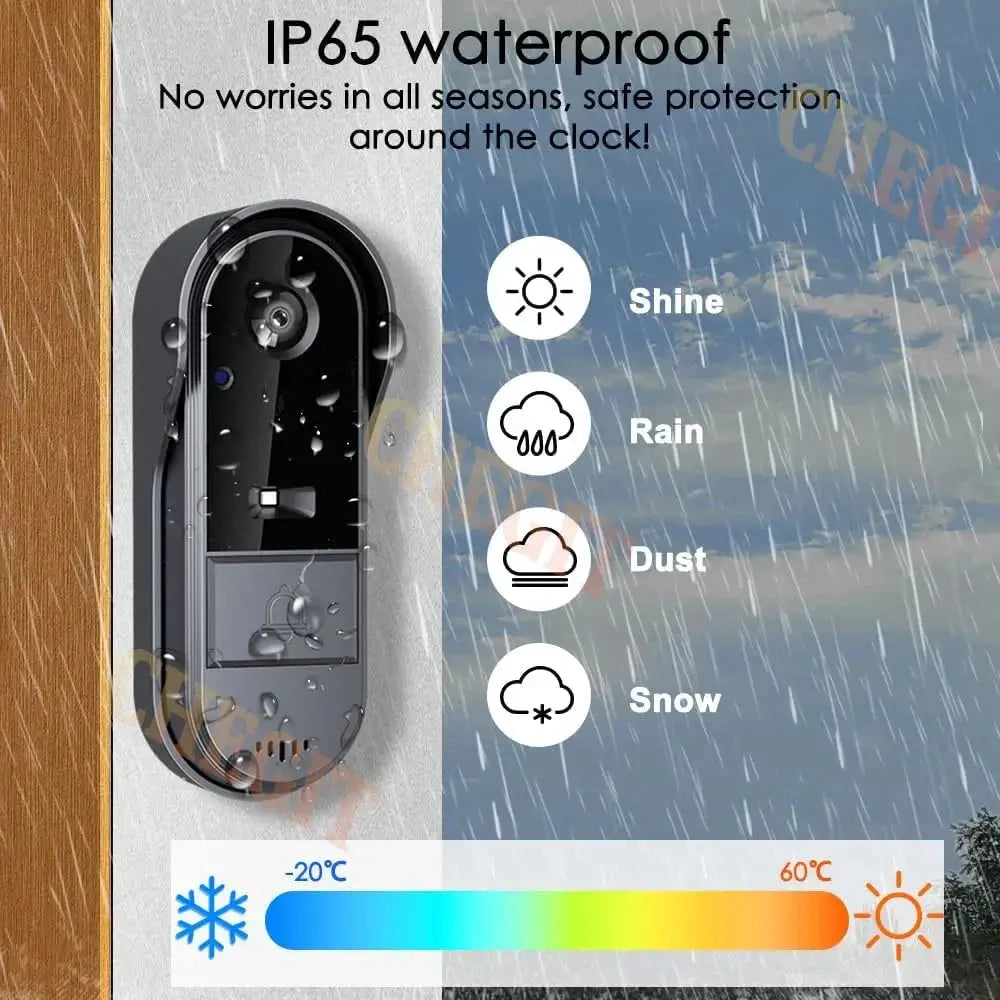 Smart Video Doorbell | 4.3 Inch Screen | Night Vision | Waterproof