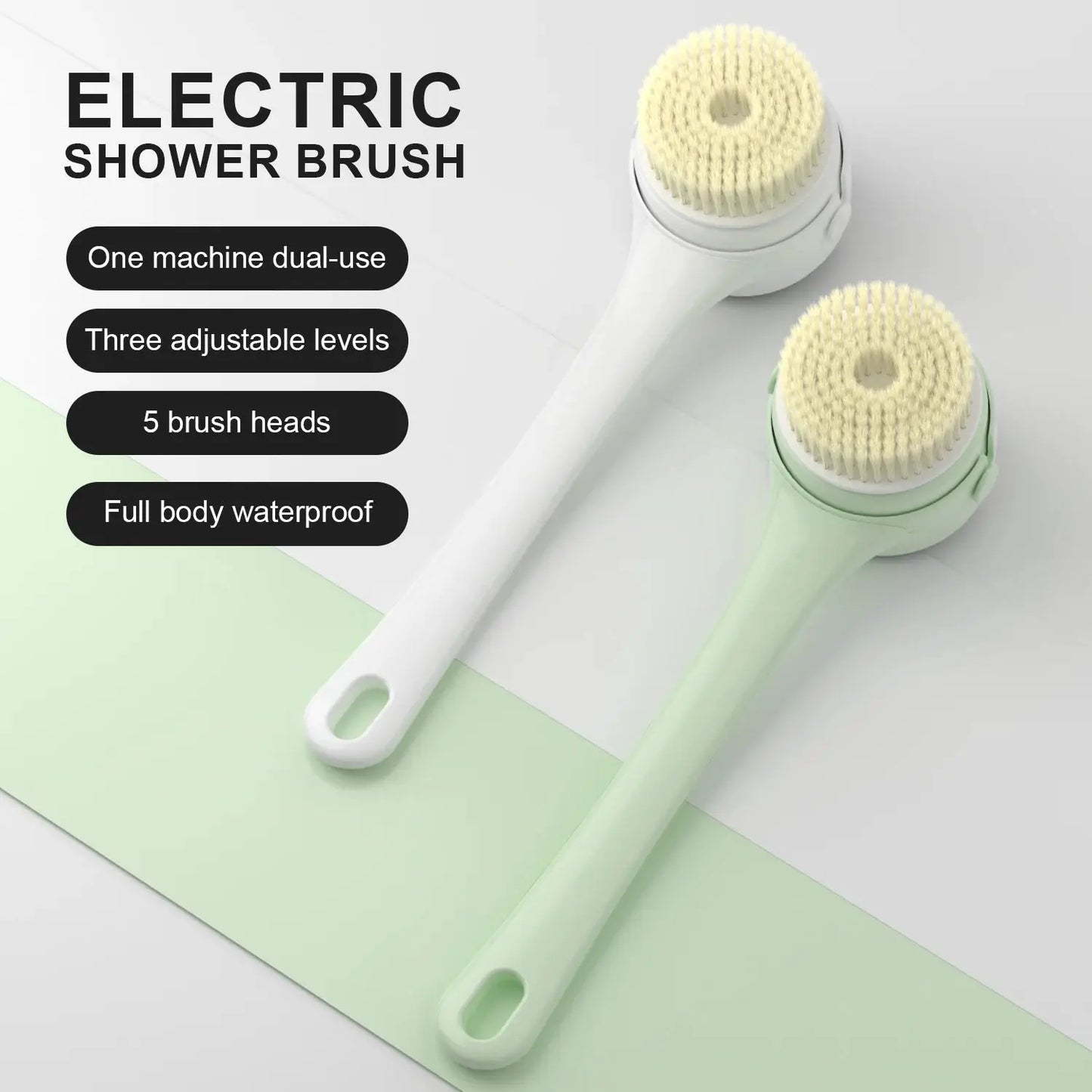 Electric Shower Brush | 5-Head Spin Brush | Rechargeable Waterproof | 3 Gear