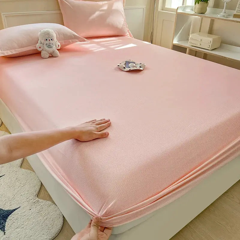100% Polyester Fitted Sheet Stripe Style Bed Cover Skin-friendly Mattress Cover Sabanas Adults Kids Bed Sheets (No Pillowcase) from PriceLows™