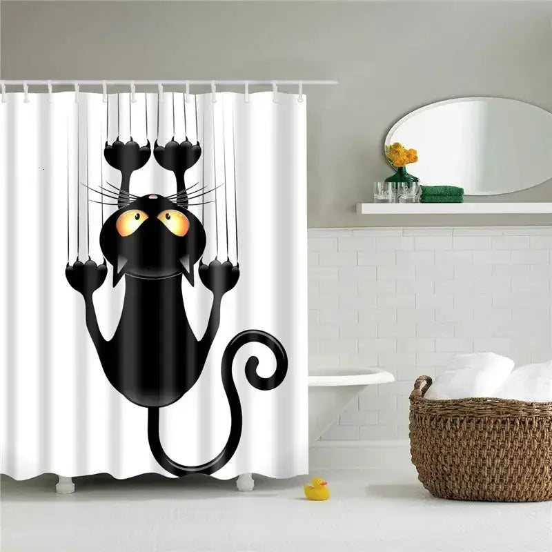 VIKAMA Funny Shower Curtains Bathroom Curtain With Hooks Decor Waterproof Cute Cat Dinosaur 3D Cortinas De Ducha from PriceLows™