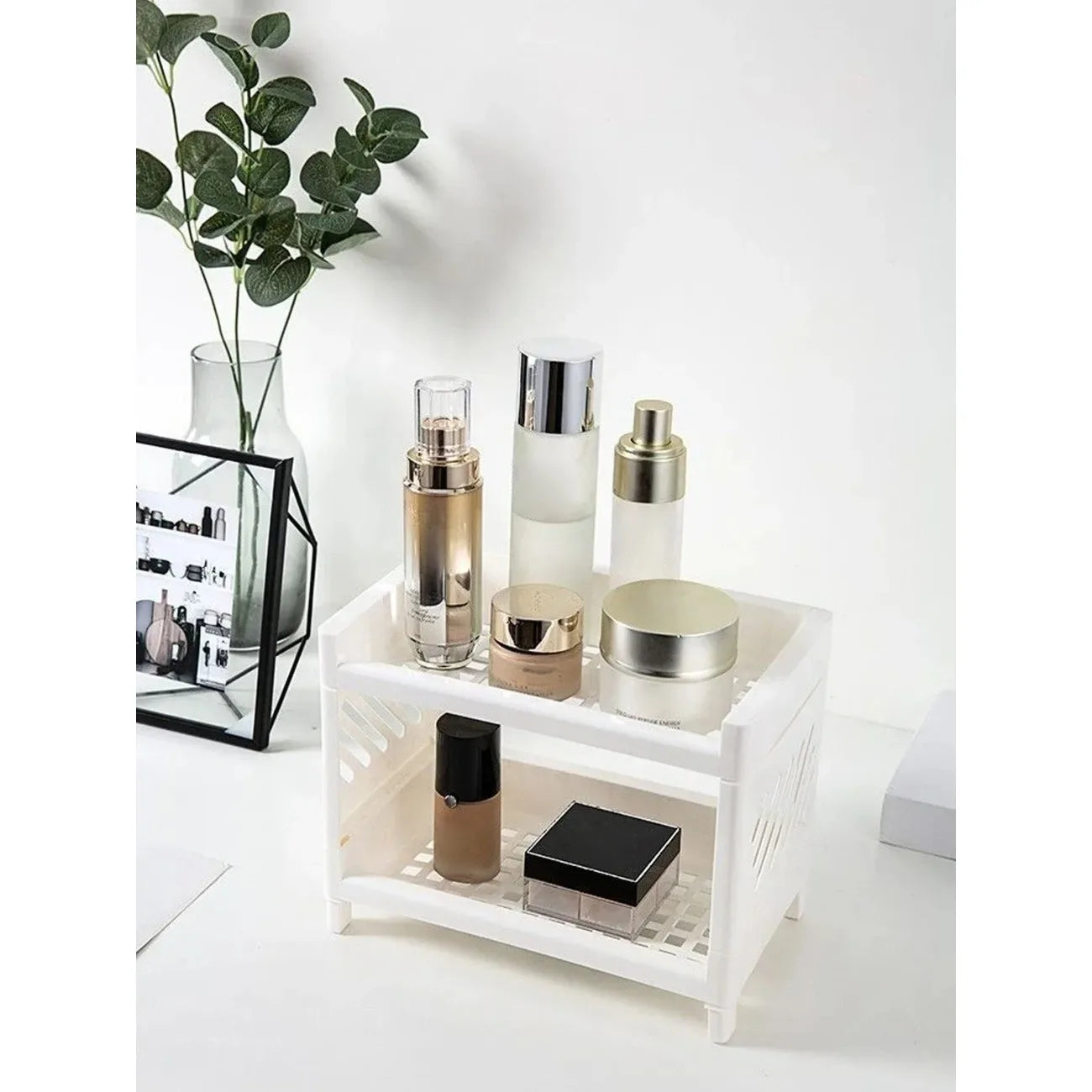 Desk Storage Rack | Double Deck | Open Frame Office Organizer