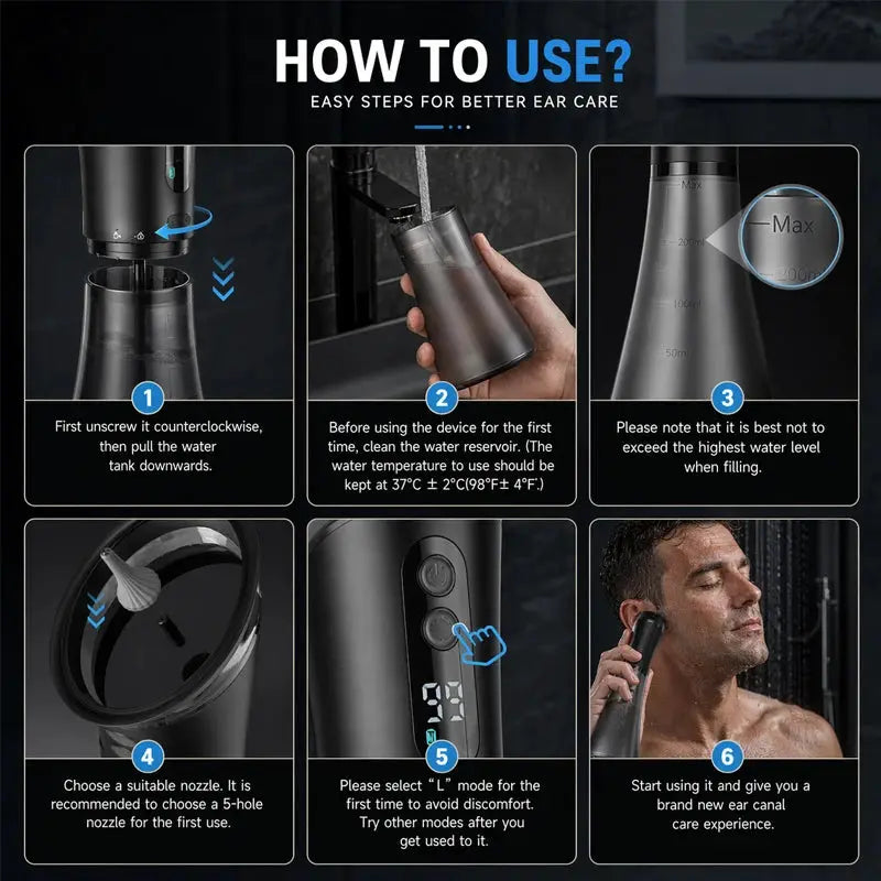 Electric Ear Wax Removal Irrigation System 3 Pressure Settings Water Powered Ear Cleaner with Dual 2in1 Water Tank for Home Use from PriceLows™