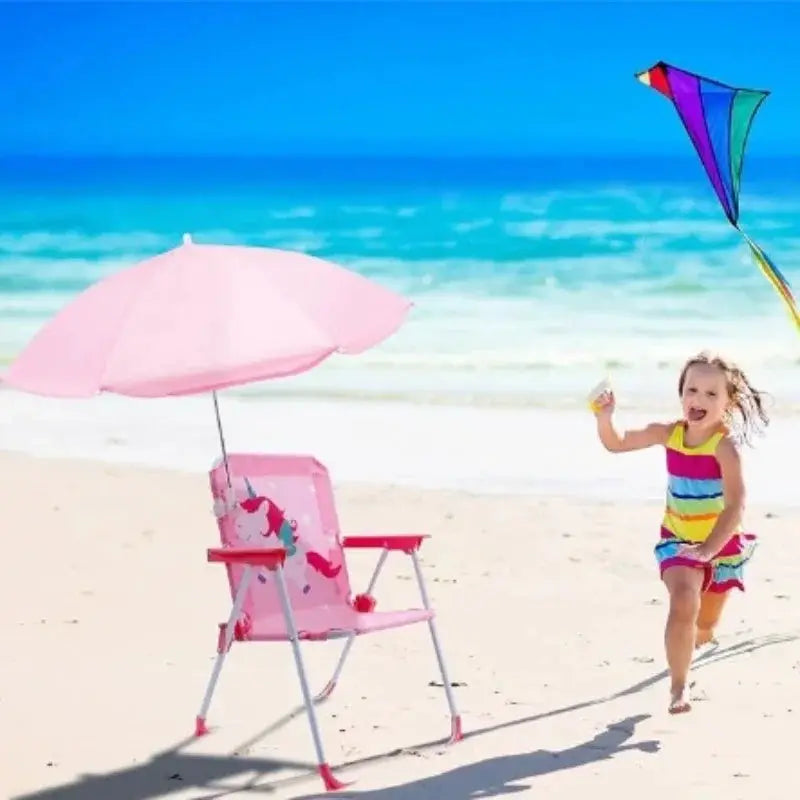 Kids Folding Chair | Umbrella Included | Cartoon Animal Pattern | Outdoor from PriceLows™