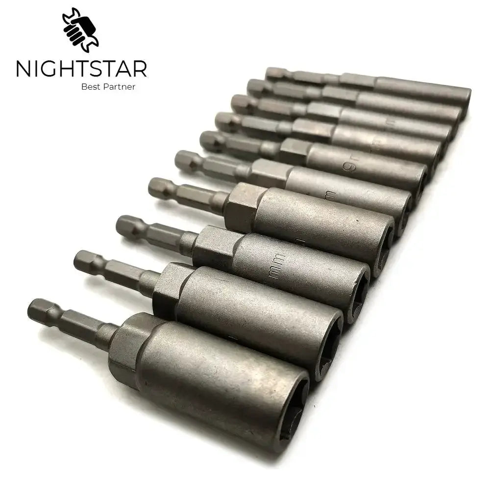 10Pcs 80mm Length Impact 1/4" Hex Shank Metric Wrench Socket Bit 5.5-14mm Electric Power No Magnetic Screwdriver Nut Driver Set from PriceLows™