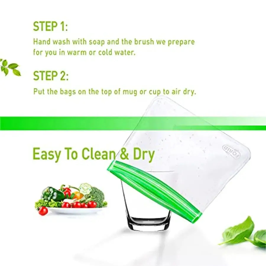 Reusable Food Storage Bags | Silicone Gallon Bags | Leakproof | 24 Pack