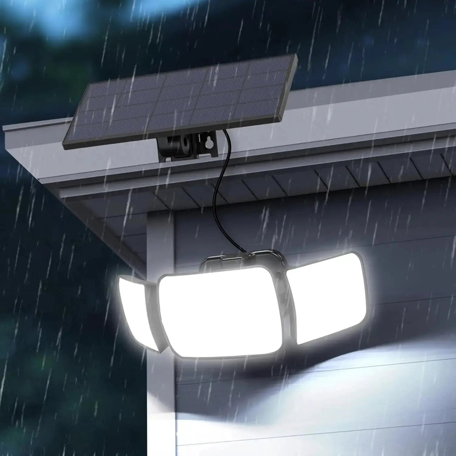intelamp 6000mah Outdoor Solar Lights 3 Heads Two Motion Sensors Waterproof Bright Wall Street Lamp For Garden Yard Path Garage from PriceLows™