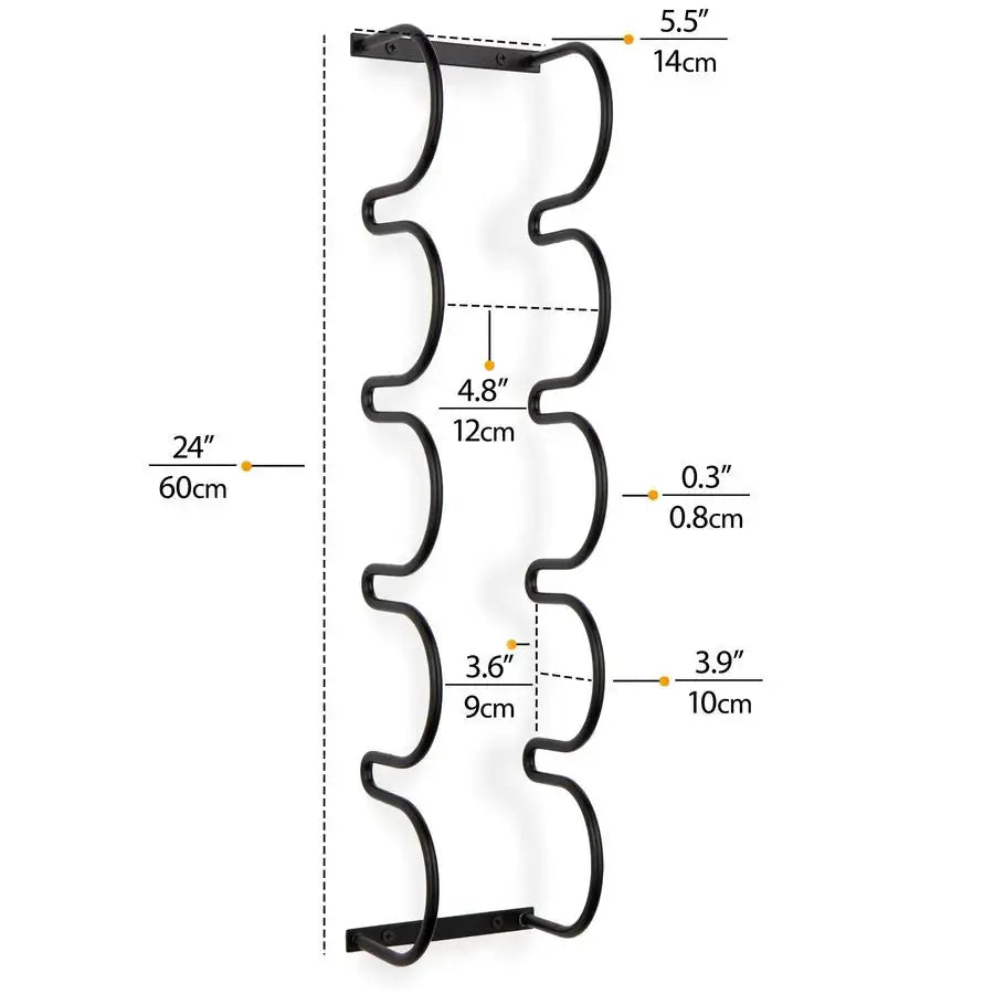 Dijon Wine Rack for Kitchen Organization and Storage, Under Cabinet Organizer for 5 Liquor or Wine Bottles, Metal Black from PriceLows™