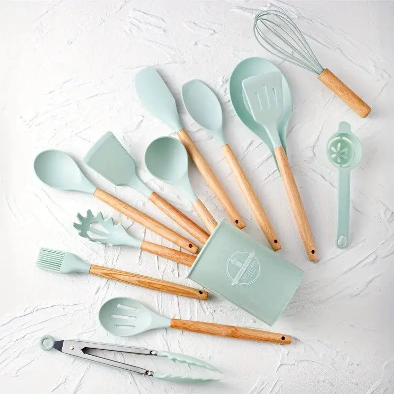 14pcs silicone utensil set with plastic holder from PriceLows™