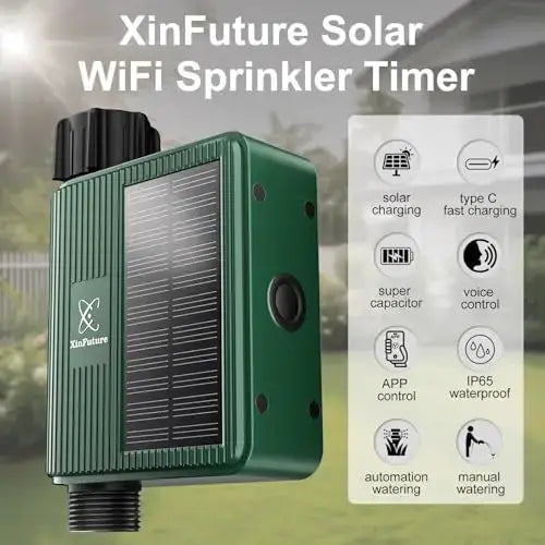 Smart WiFi Solar Sprinkler Timer – App & Voice Control, Rechargeable, Rain Delay, Auto/Manual Watering – Outdoor Garden Irrigati from PriceLows™