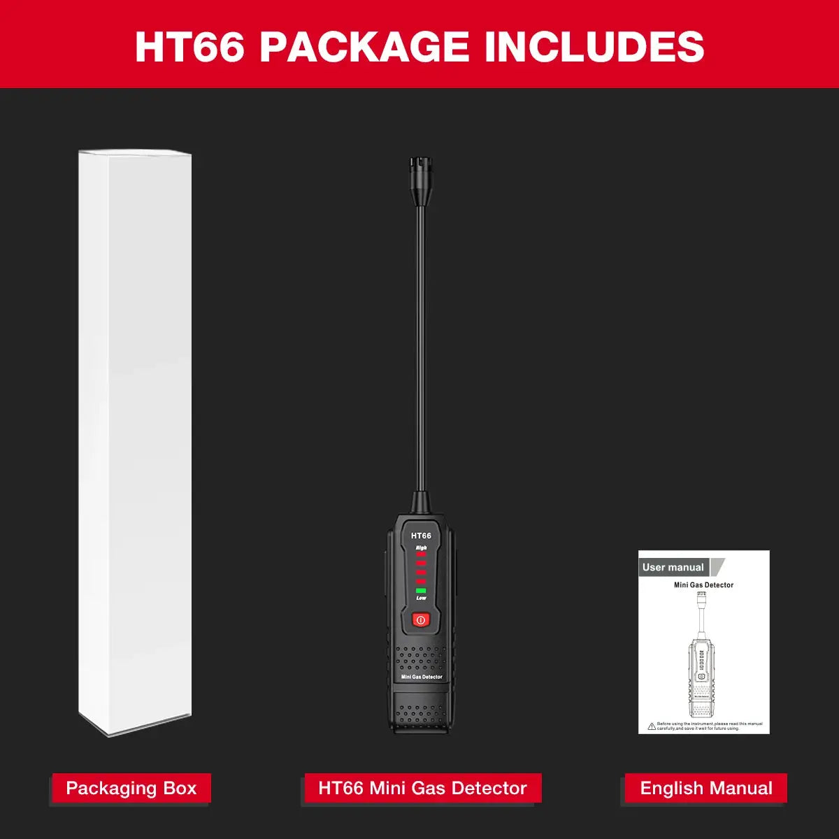 HABOTEST HT66 Gas Leak Detector Combustible Natural Methane Gas Leak Detector 50-1000PPM Sound Alarm Gas Tester from PriceLows™