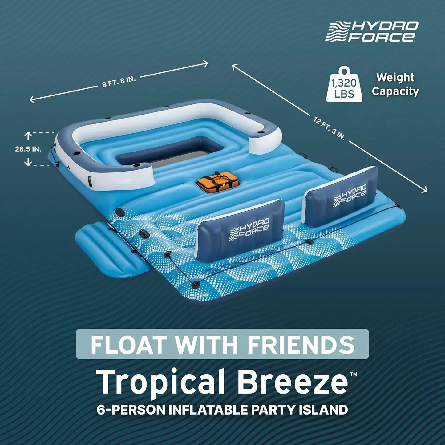 Inflatable Lounger | 6 Person Capacity | Customizable Lake Float | Large