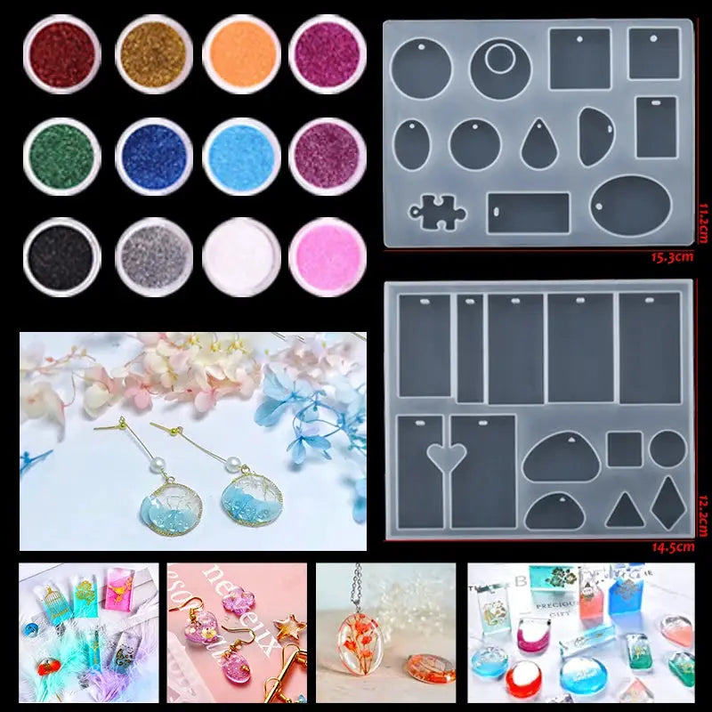 Resin Jewelry Making Kit | Dried Flowers Foil Earring Necklaces