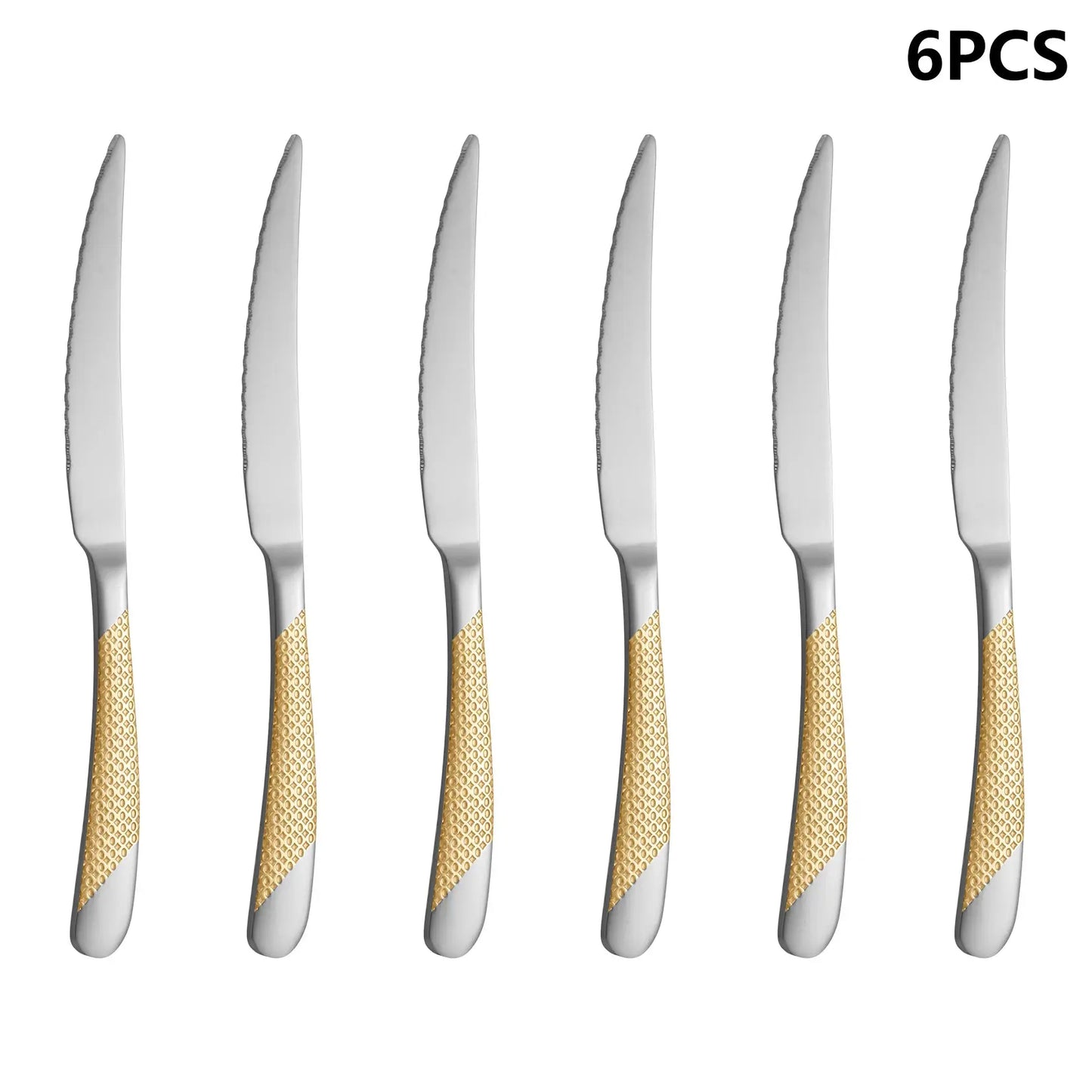 4/6/16/24pcs Stainless steel cutlery set Star Diamond series gold-plated handle cutlery including knife, fork and spoon Western from PriceLows™