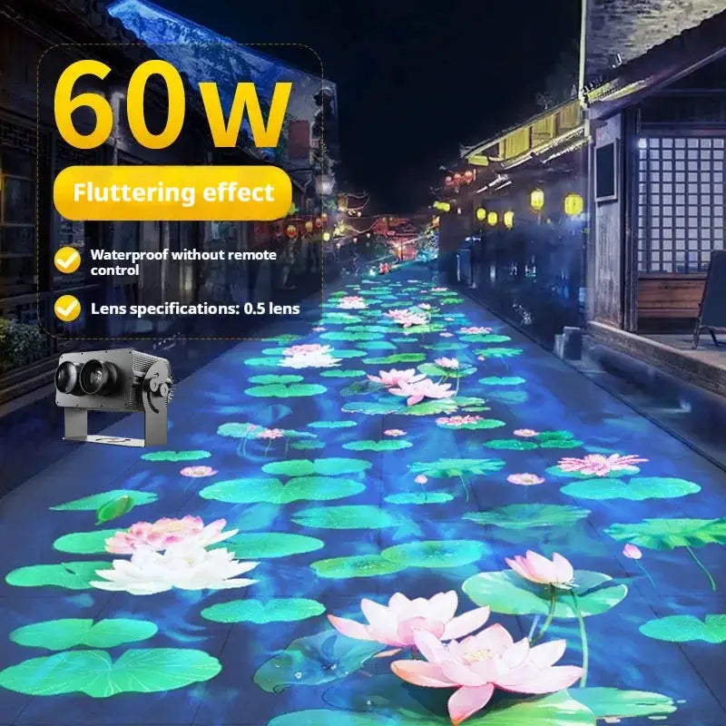LED 3D Projection Lamp | Aluminum Housing | Water Ripple Pattern