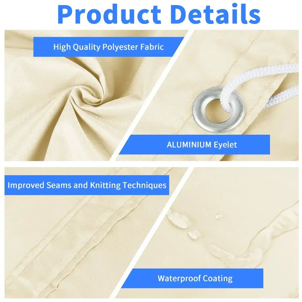 Sun Shade Sail | Waterproof Poly Cotton | UV Block Canopy | Square Rectangle
