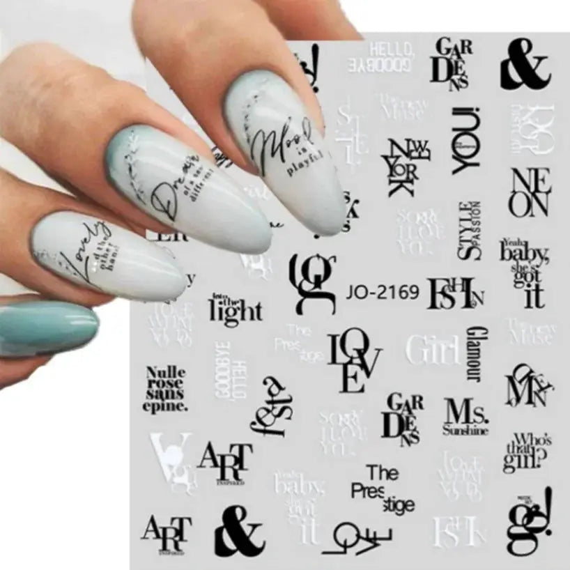 1PCS Laser Love Letter Nail Sticker Nail Art Decoration Flower Star supplies Decals Press On Nails Stickers Parts from PriceLows™