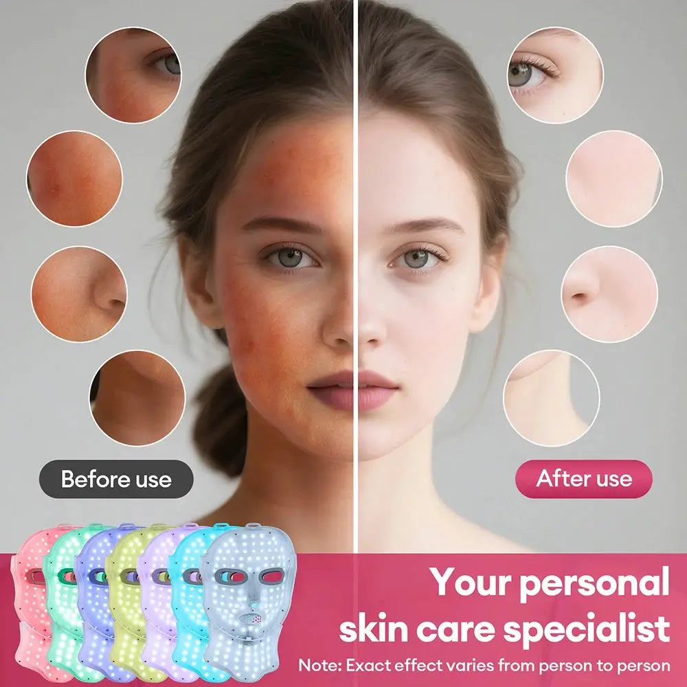Wireless 7 Colors LED Face Neck Mask Rechargeable Photon Therapy Mask Red Light Skin Tightening Lifting Facial Beauty Device Home SPA Facial Care Machine from PriceLows™