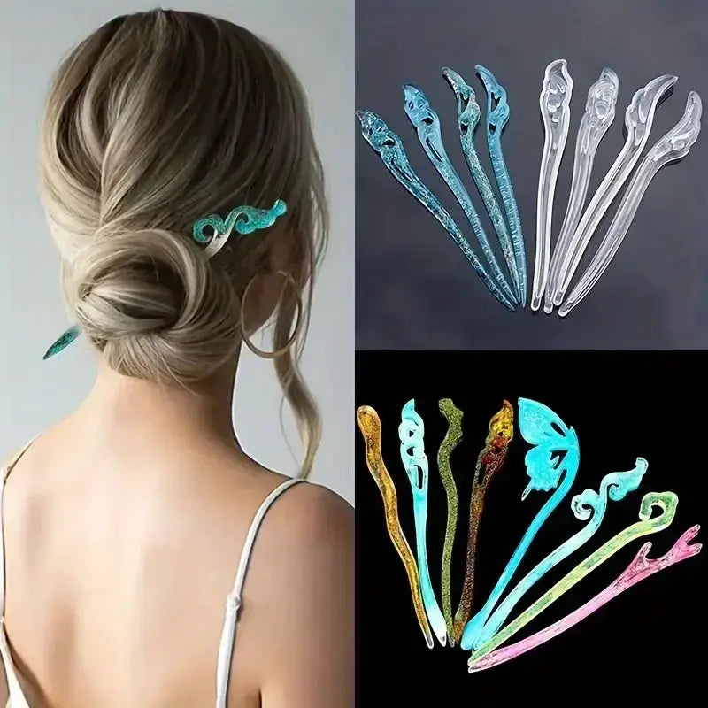 Silicone Hairpin Mold | 8-Piece Set | Jewelry Clip Resin Molds | DIY Production