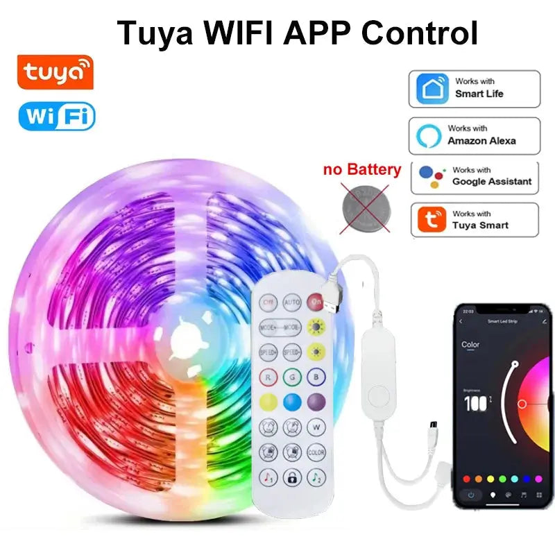 WS2812B RGBIC 5050RGB LED Strip Light App Control Chasing Effect Lights Flexible Tape Diode Ribbon TV BackLight Room Decorate from PriceLows™