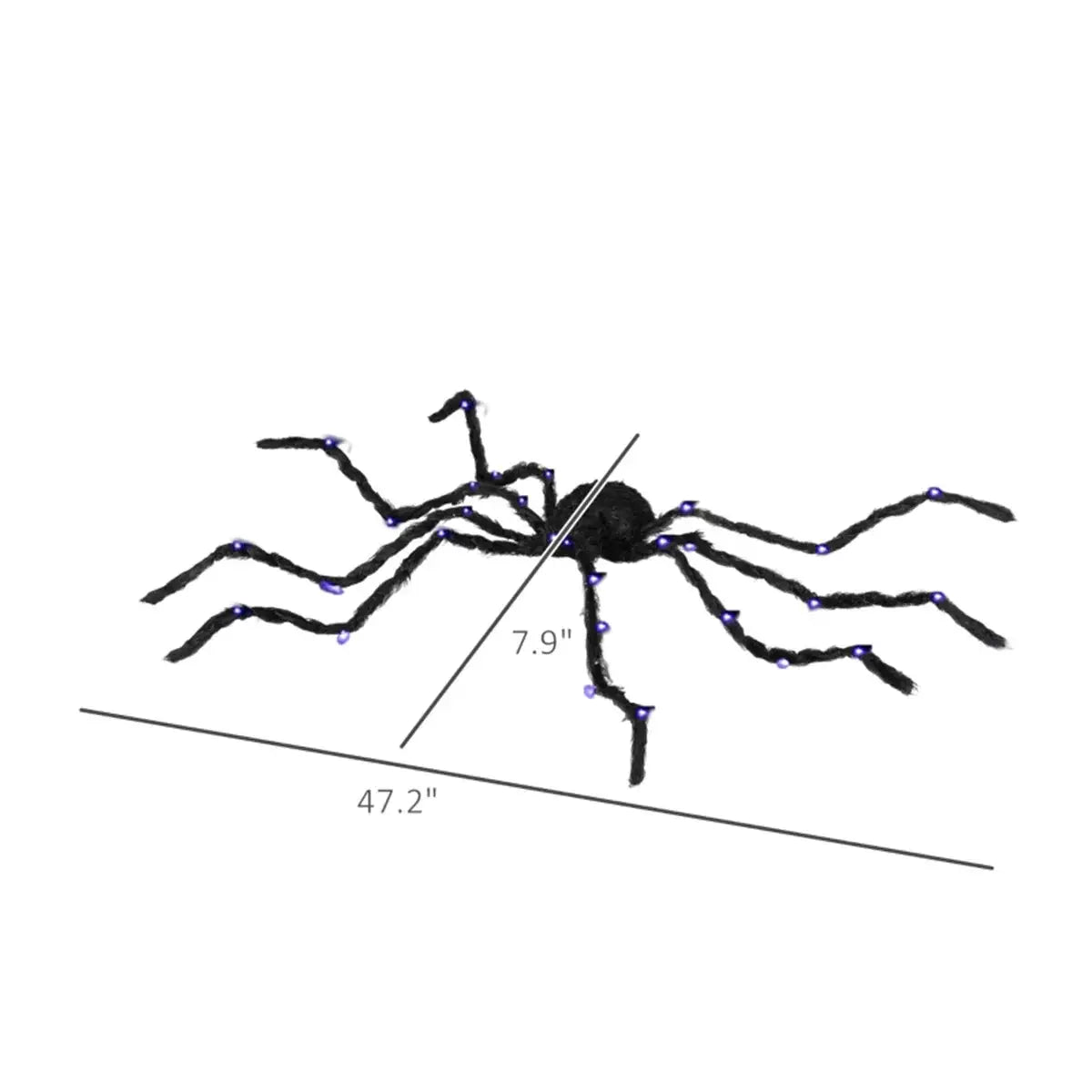 Giant Halloween Spider | 47 Inch | Bendable Purple Light Up | Black Color