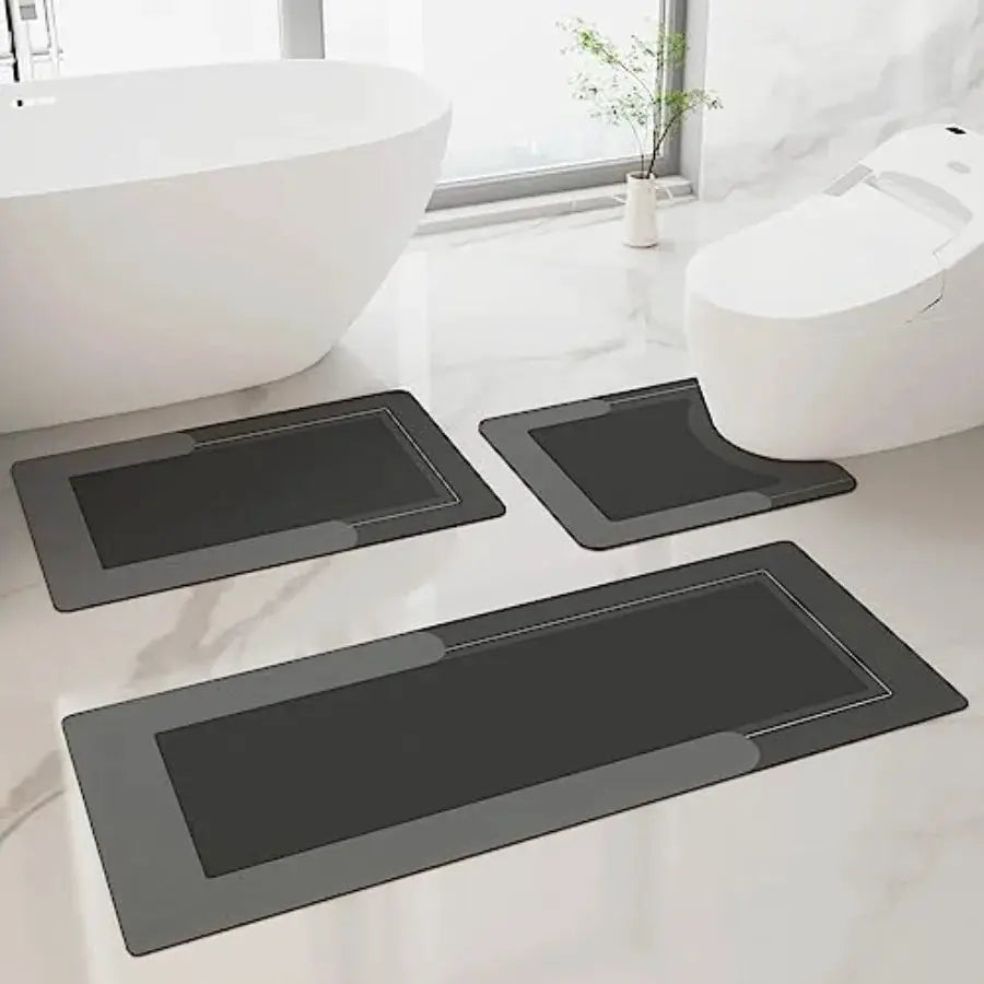 Bathroom Rugs Set 3 Pcs Bath Mat with Toilet Mats U-Shaped Non-Slip Water Absorbent Rubber Bathroom Mats for Tub Shower and Bat from PriceLows™