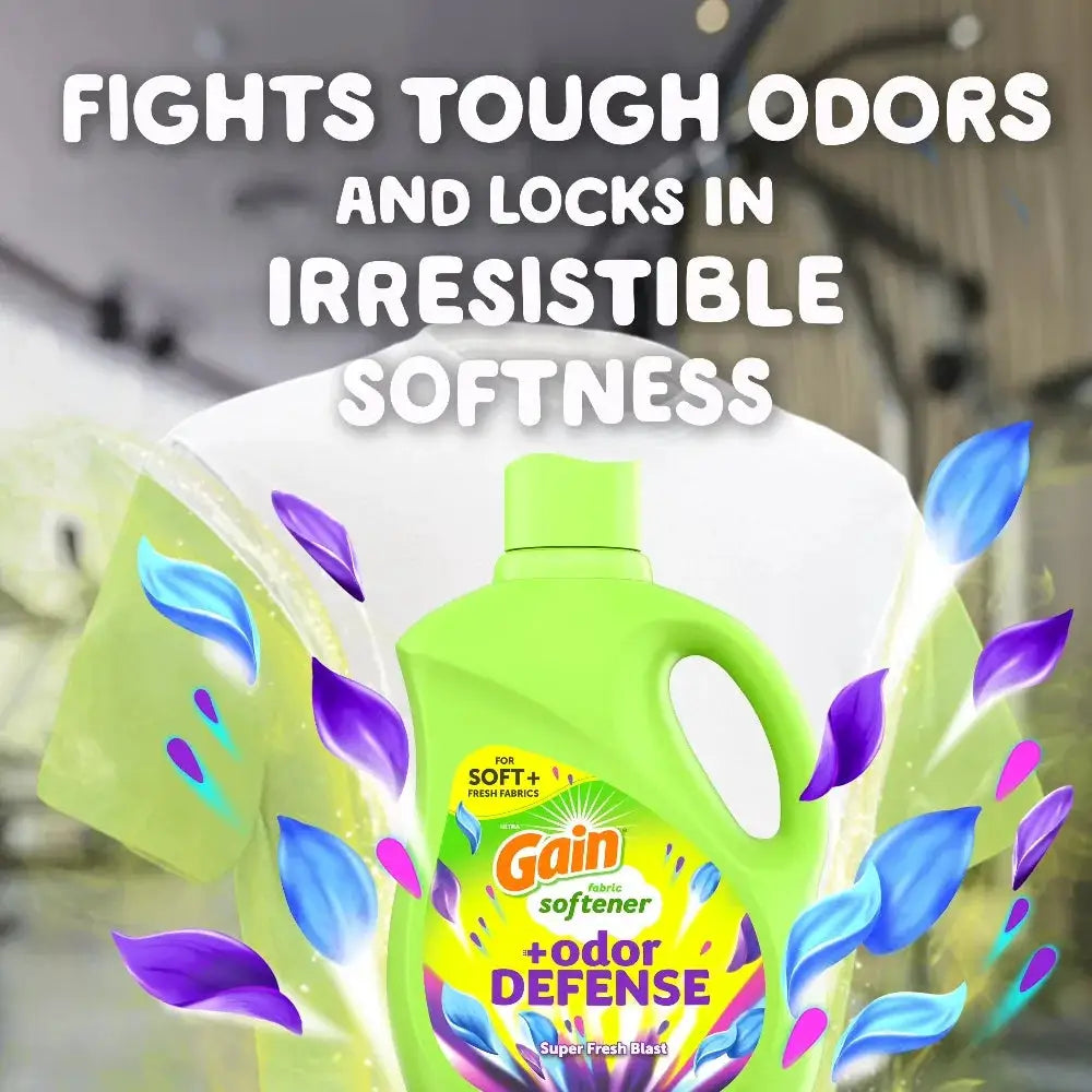 Liquid Fabric Softener | Gain Odor Defense | Super Fresh Blast | 48 Loads