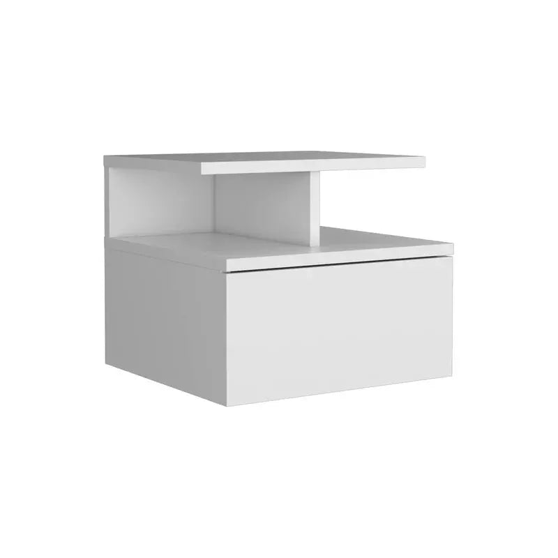 Floating Nightstand with Single Drawer, White Finish from PriceLows™
