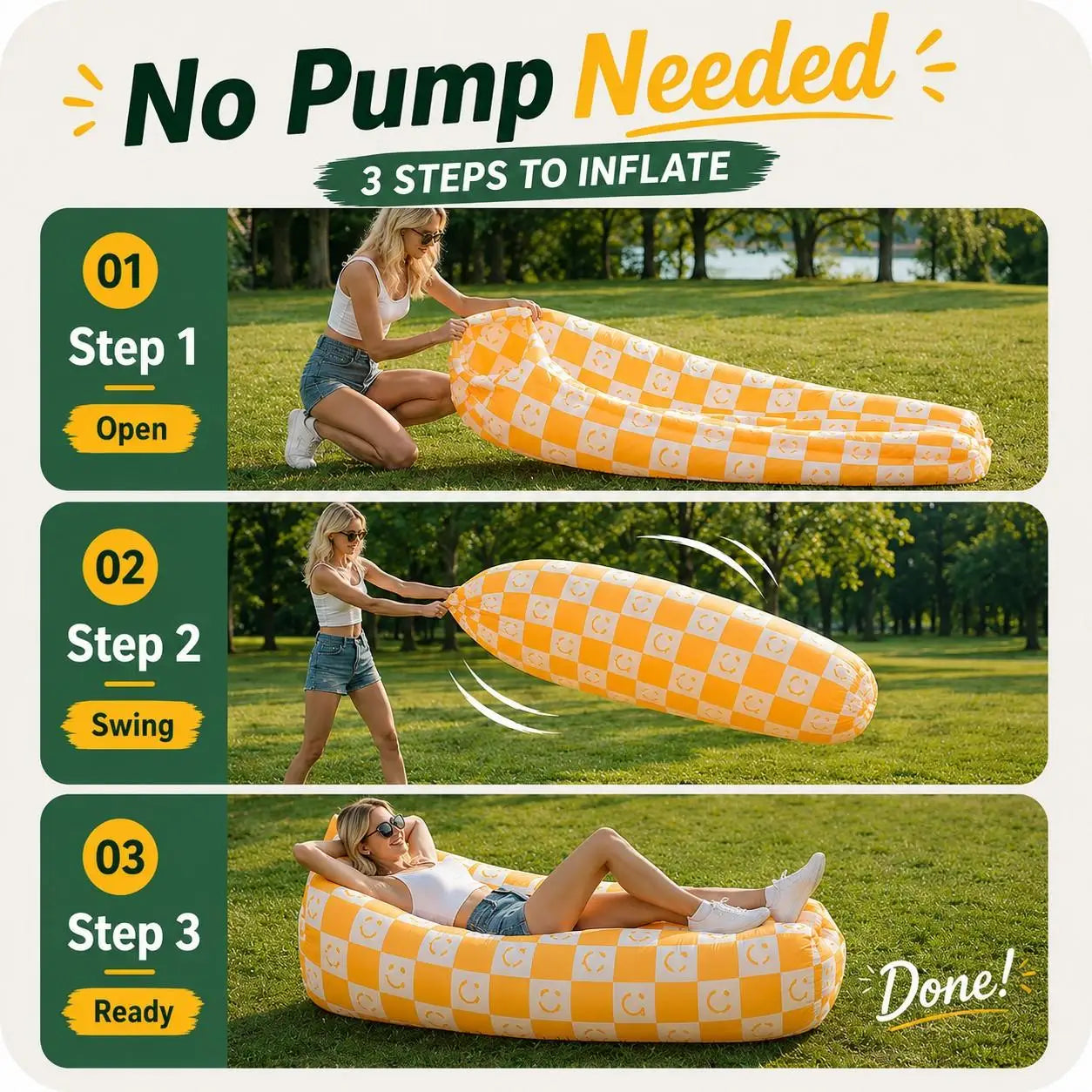 Inflatable Air Lounger Sofa | No Pump | Portable Outdoor Lounger | One Size