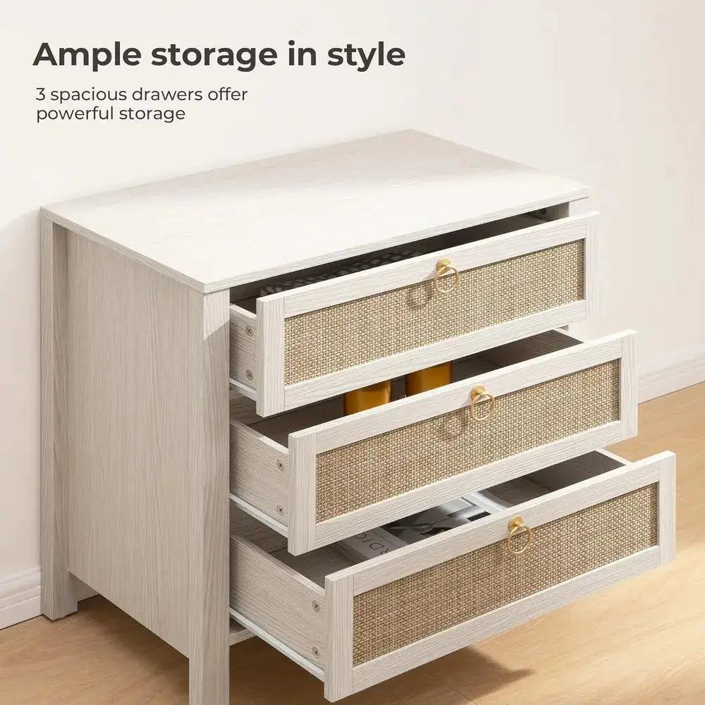 Pair of Large Boho-Style Rattan Nightstands for Bedroom from PriceLows™