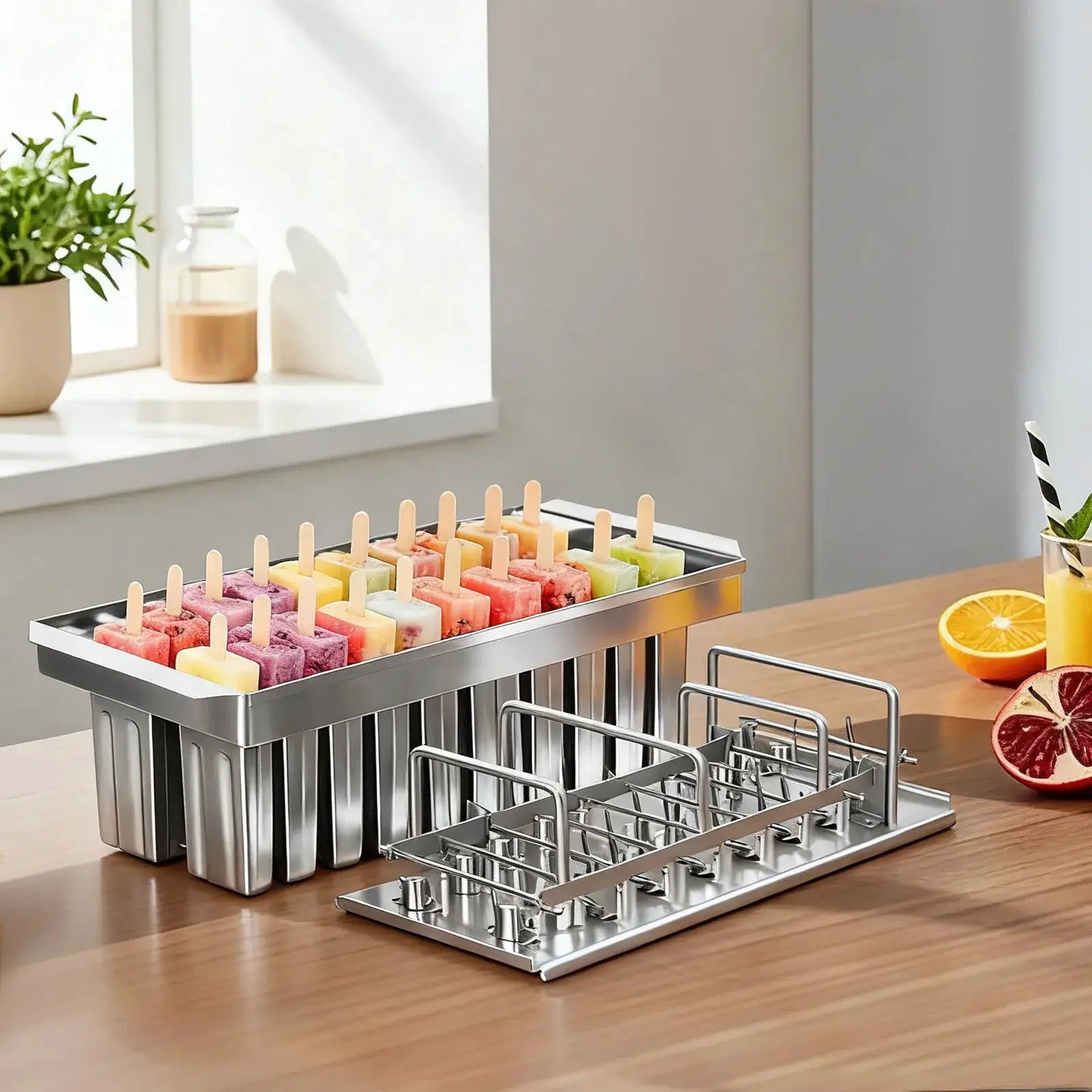 20 Cavities Stainless Steel Ice Cream Mold Set Homemade Popsicle Maker Fast Freezing DIY Ice Cream Molds for Home Kitchen from PriceLows™