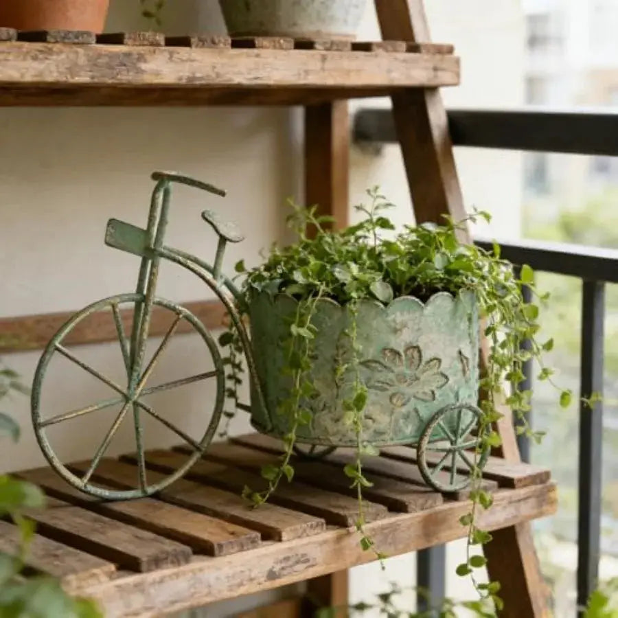 Vintage Metal Bicycle Planter Rustic Distressed Iron Flower Pot Plant Stand for Succulent Cactus Bonsai Herbs Flower Pot Indoor from PriceLows™