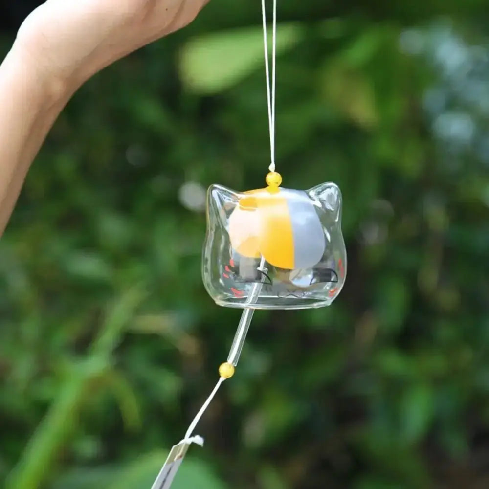 Glass Cat Pattern Wind Chime Creative Japanese Cat Pendant Home Garden Hanging Decor DIY Gift from PriceLows™