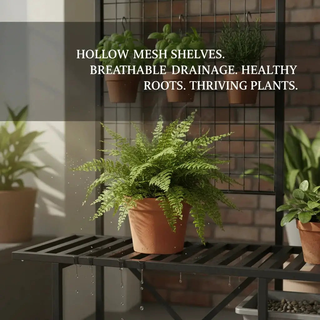 3-Tier Black Metal Plant Stand 90x46x200cm, Heavy Duty Tall Flower Shelf with Hanging Rod & Hooks for Indoor Outdoor Garden Balcony, 220 lbs Capacity from PriceLows™