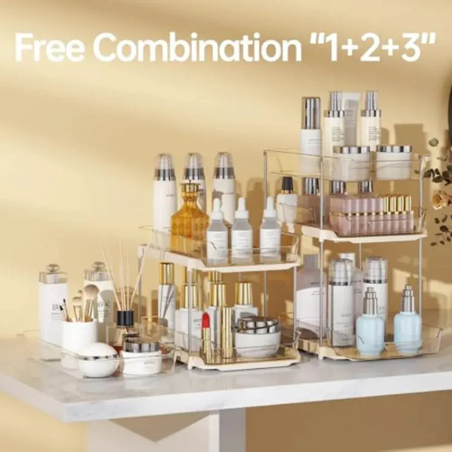 Bathroom Under Sink Organizers and Storage, Multi-Purpose Stackable Pantry Organization and Storage, Pull Out Clear Kitchen Bat from PriceLows™